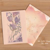 Klappkarte mit Umschlag Aquarell handgemalt minimalistisch Blumen Blüten lila blau A6 Format handmade günstig kaufen Bild 4