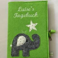 Personalisiertes Tagebuch aus Filz mit Schloß ,,Elefant,, Bild 1
