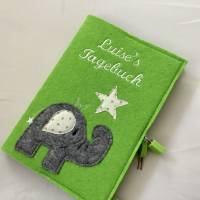 Personalisiertes Tagebuch aus Filz mit Schloß ,,Elefant,, Bild 2