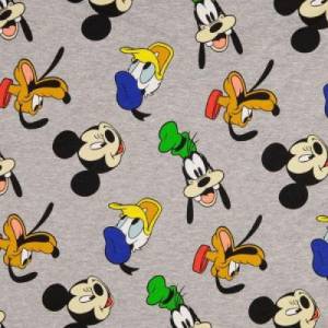 French Terry/Sommersweat Mickey, Donald, Goofy, Pluto, grau melange Bild 1