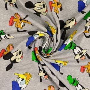 French Terry/Sommersweat Mickey, Donald, Goofy, Pluto, grau melange Bild 2