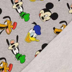French Terry/Sommersweat Mickey, Donald, Goofy, Pluto, grau melange Bild 3