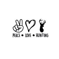 Bügelbild Peace I Love I Hunting I Jagd I Jagen I Jäger I Wald I Natur I Camping I Geschenk I 56 Farben Auswahl Bild 1