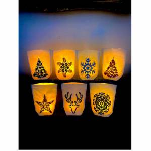 Lichtbeutel mit weihnachtlichen Ornamenten, verschiedene Designs, Lichtsack, LED-Licht, Winterzeit, Ornamente, Winter, T Bild 1