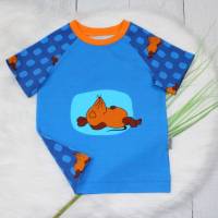 Gr. 98 Schlaf Maus T-Shirt / Die Sendung mit der Maus / Raglan / Sommershirt / kurzarm / orange / blau Bild 1
