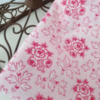 Bauernstoff - unbenutzt - Wäschestoff Bettwäschestoff mit Rosen Blättern Punkten, rosa rot weiß, Vintage Landhaus Bild 6
