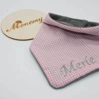 Halstuch für Kinder rosa kariert Fleece grau mit Namen personalisiert / Kinderhalstuch / Babyhalstuch Bild 2