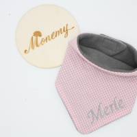 Halstuch für Kinder rosa kariert Fleece grau mit Namen personalisiert / Kinderhalstuch / Babyhalstuch Bild 3