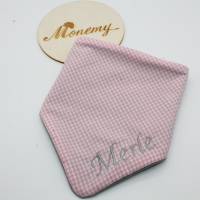 Halstuch für Kinder rosa kariert Fleece grau mit Namen personalisiert / Kinderhalstuch / Babyhalstuch Bild 6