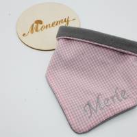 Halstuch für Kinder rosa kariert Fleece grau mit Namen personalisiert / Kinderhalstuch / Babyhalstuch Bild 7