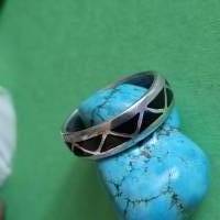 Nativ American RING Onyx, Chip Inlay Ring, Wedding-Ring Bild 2