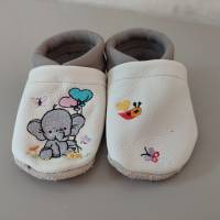 Krabbelschuhe Lauflernschuhe Schuhe  Elefant  Leder personalisiert Handmad Bild 2
