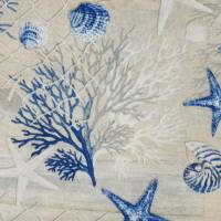 Dekostoff Meer, Canvas maritimes Muster, Baumwoll Gemisch, Seestern, Muscheln, Nautilus, Korallen Bild 3
