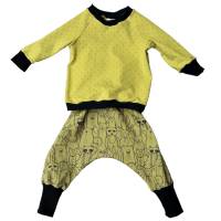 Baby Kombination Set - Pumphose & Pullover -Größe 68/74 Waldtiere senfgelb Bild 1