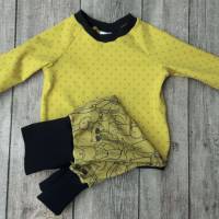 Baby Kombination Set - Pumphose & Pullover -Größe 68/74 Waldtiere senfgelb Bild 5