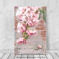 BLÜTENDIEB Bild Landhausstil auf Holz Leinwand Kunstdruck Wanddeko Frühling Kirschblüten VintageStyle ShabbyChic kaufen Bild 1