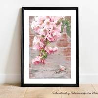 BLÜTENDIEB Bild Landhausstil auf Holz Leinwand Kunstdruck Wanddeko Frühling Kirschblüten VintageStyle ShabbyChic kaufen Bild 2