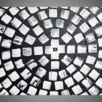 Acrylbilder abstrakt Kunst modern Malerei in Schwarz Weiß 90 cm x 45 cm Bild 1
