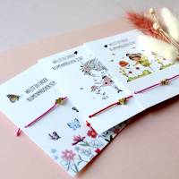 Blumenkind Geschenk | Blumenmädchen Hochzeit Geschenk | Süße Karte mit Armband im Geschenkset | Blumenkind Fragen Bild 6
