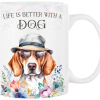 Hunde-Tasse LIFE IS BETTER WITH A DOG mit Beagle Bild 1