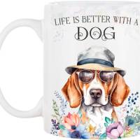 Hunde-Tasse LIFE IS BETTER WITH A DOG mit Beagle Bild 2