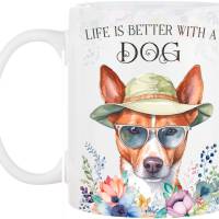 Hunde-Tasse LIFE IS BETTER WITH A DOG mit Basenji Bild 2