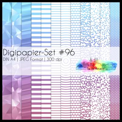 Digipapier Set #96 (blau, lila,dunkles rot) abstrakte & geometrische Formen  zum ausdrucken, plotten & mehr