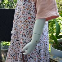 Mädchenkleid Sommerkleid kurzarm Größe 116 - Blumen weiß apricot Bild 3