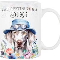 Hunde-Tasse LIFE IS BETTER WITH A DOG mit Weimaraner Bild 1