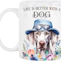 Hunde-Tasse LIFE IS BETTER WITH A DOG mit Weimaraner Bild 2
