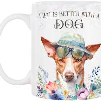Hunde-Tasse LIFE IS BETTER WITH A DOG mit Podenco Bild 2