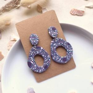 Ohrringe Lila und Blau in großer Donut Form | verrückte Statement Ohrringe aus Polymer Clay Bild 1