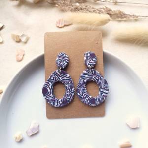 Ohrringe Lila und Blau in großer Donut Form | verrückte Statement Ohrringe aus Polymer Clay Bild 2