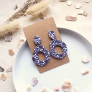 Ohrringe Lila und Blau in großer Donut Form | verrückte Statement Ohrringe aus Polymer Clay Bild 4