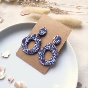 Ohrringe Lila und Blau in großer Donut Form | verrückte Statement Ohrringe aus Polymer Clay Bild 5