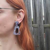 Große Ohrringe in Neonfarben | bunte Polymer Ohrringe hängend | witziger Modeschmuck für Disko und Party Bild 4