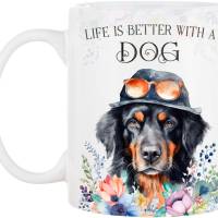 Hunde-Tasse LIFE IS BETTER WITH A DOG mit Hovawart Bild 2