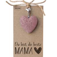 Herz Kettenanhänger Altrosa, Schlüsselanhänger, Handtaschenschmuck ode Glücksbringer für Mama oder Schwiegermutter. Bild 1