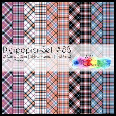 Digipapier Set #88 (orange, pink, violet, petrol)Tartanmuster  zum ausdrucken, plotten & mehr