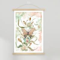 FLOWERS & BUTTERFLY Aquarell handgemalt Blüten Schmetterling Print Geschenkidee Poster online kaufen Bild 4