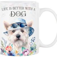 Hunde-Tasse LIFE IS BETTER WITH A DOG mit West Highland White Terrier Bild 1