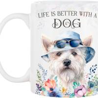 Hunde-Tasse LIFE IS BETTER WITH A DOG mit West Highland White Terrier Bild 2