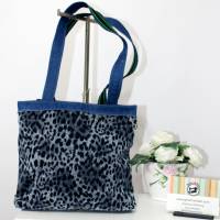 Shopper Handtasche | Motiv Stoff-Mix Blau/Grau | Bild 2