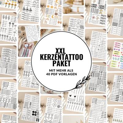 XXL PDF Kerzentattoo Paket Bundle Kerzensticker Kerzen gestalten Glück Mama Oma Freundin Geschenk Geschenkidee Hochzeit 