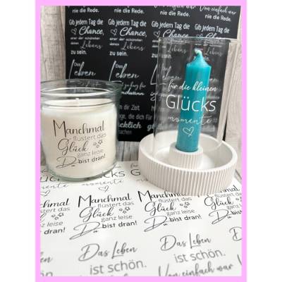 Kerzentattoo SCHÖNE SPRÜCHE XL,  f. Kerzengläser/Windlichter/Stumpenk, A4 Wasserschiebefolie, Kerzenfolie, Kerzensticker
