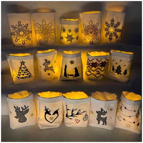Lichtbeutel mit Weihnachts-Motiven, verschiedene Designs, Tischdekoration, Dekoration, Lichterbeutel, Weihnachten
