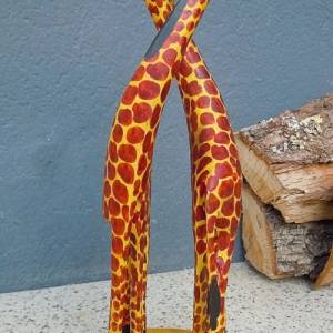 Giraffen Paar aus Holz - Holzschnitzerei handbemalt Bild 3