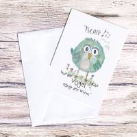 DER FRÜHE VOGEL Klappkarte mit Umschlag Birdies Spruch lustig Vogel Aquarell handgemalt minimalistisch A6 kaufen Bild 1