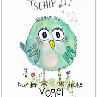 DER FRÜHE VOGEL Klappkarte mit Umschlag Birdies Spruch lustig Vogel Aquarell handgemalt minimalistisch A6 kaufen Bild 2