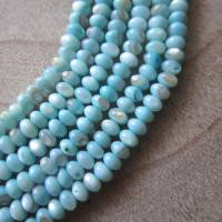 natürliche Süßwassermuschel Perlen Rondelle 6 mm x 4 mm Aqua Farbe ein Strang Bild 2